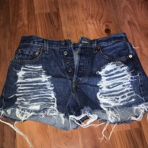 Levi ripped jean shorts